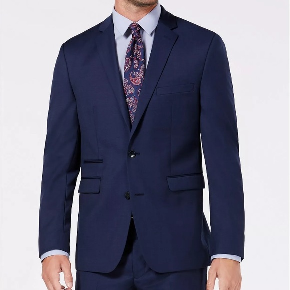 New $880 Vince Camuto 38r Men'S Blue Slim Fit Wool Suit